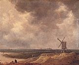 Jan Van Goyen Famous Paintings - Windmill by a River